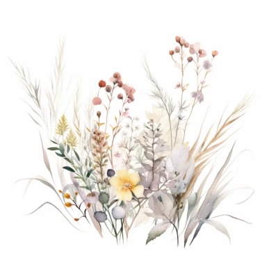 Australian native flower arrangments watercolor premade border, white simple background, no grass or green ground in the scene, no sky, pale watery color, hand painted original, pastel colors, Watercolor Flowers Clipart, airy dreamy pale color, modern minimal v 4