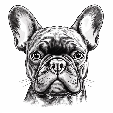 french bulldog clipart no background, white, black, svg, sketchbook,free lines, on paper