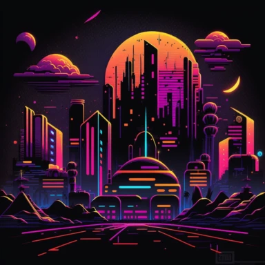 clipart cyber city, neon design