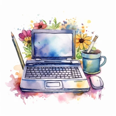 computer and laptop watercolor clipart