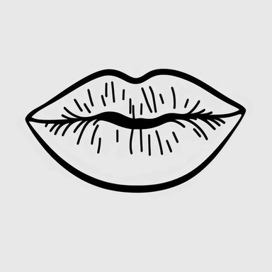 simple outline of cartoon lips, minimalist, black on white, lineart, 2d flat file, silhouette, clipart, svg