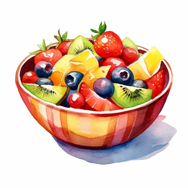 fruit salad watercolor clipart in white background