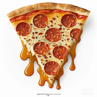 clipart of A slice of pepperoni pizza with melted cheese, no text, white background