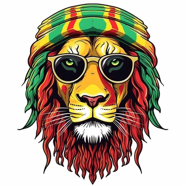 Cute Beautiful Red Yellow Green Lion Face wear glasses for Juneteenth Sublimation Clipart,Cartoon,hyper realistic, intricate detail, illustration style,high solution,on the white background