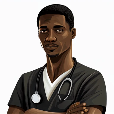clipart black male nurse. white background
