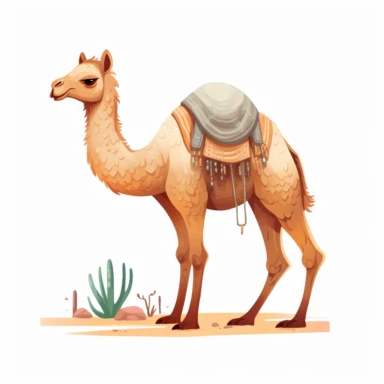 a baby camel horse clipart with illustration, full body shot ,8k, style of Bohemian, style of Anna Süßbauer and Jon Klassen,vector, Vector, white background,Solid Background, Sharpness and clarity, masterpiece, trending on Artstation and Dribbble.