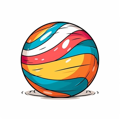 A clip art image of colorful doodle beach ball cartoonish isolated white background, minimalist, 8K, C20