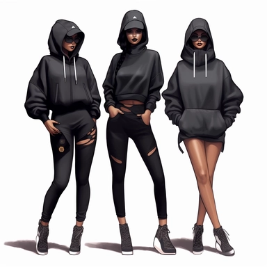 black women fashion collection by christian dior alexander mcqueen lululemon inclduds leggings, hoodies,sports, bras, water bottles, clipart, isolated on solid white background, png, vector, kawaiicore, influencer,, cyberpunk