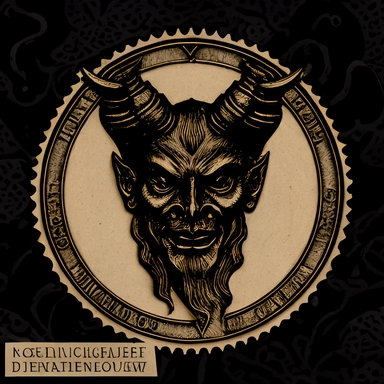 black linework clipart of victorian demon design for wax seal stamp