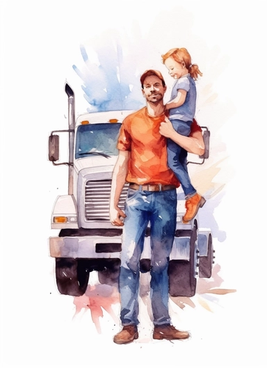 Truck driver Father's Day Clipart Watercolor