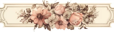 vintage inspired printable rectangle label with intricate sepia colored borders and hand drawn details. detailed with soft watercolor flowers. No text. Isolated clipart on solid white background