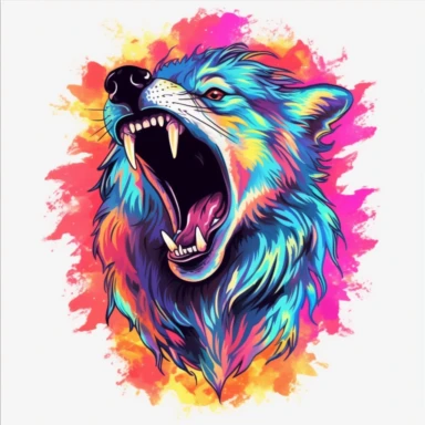 vivid Howling Wolf clipart 8k