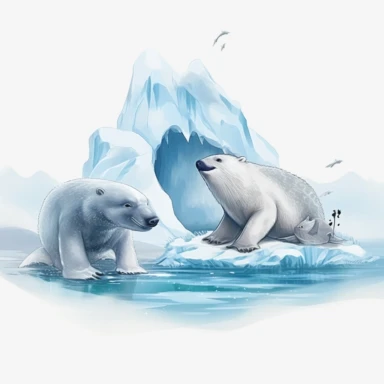 arctic animals playing on the snow / iceberg clipart
