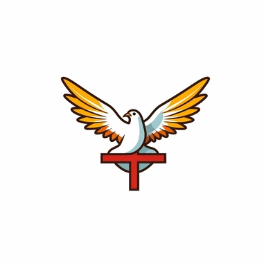 adorable simple pentecost dove with a cross clipart, white background