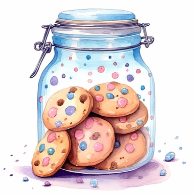 whimsical watercolour cookies in a jar clip art