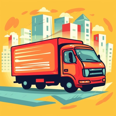 clipart of a delivery truck speeding down the road