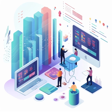 big data concept and application, clipart