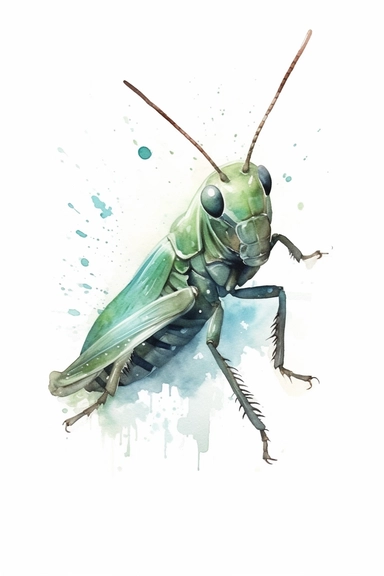Watercolor cute grasshopper clipart, outline, color pastel, high quality, aesthetic style, illustration isolated on white background--v 4