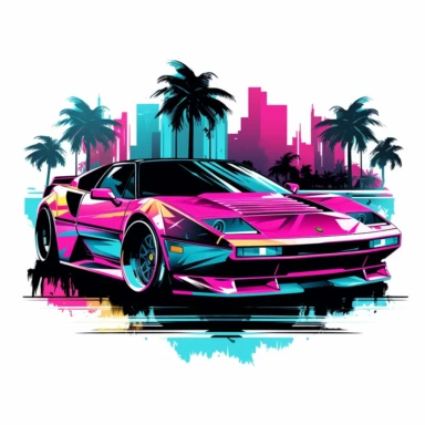 VaporWave Supercar PNG, Fast Cars Graphic, Graffiti, Urban Sublimation, Sports Car DTG Clipart