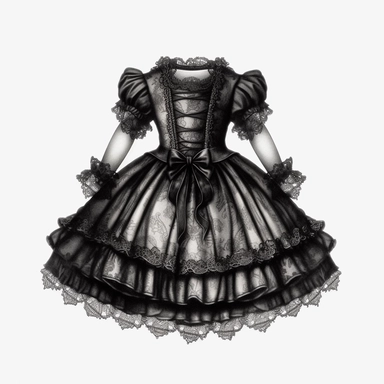 vintage gothic baby dress, victorian, dark fantasy, clipart, white background
