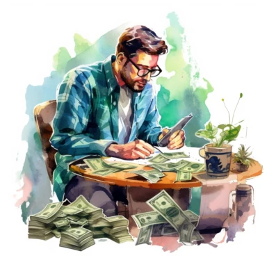 making money from home watercolor clipart
