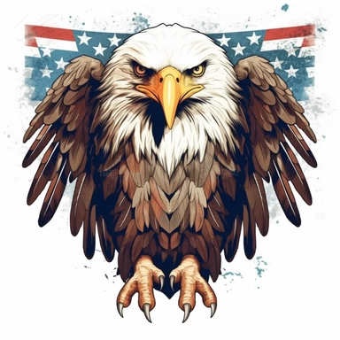 full body eagle with american flag Clipart,on white background with margins