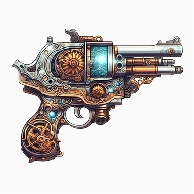 pirate gun sublimation clipart, detail, illustration style, high solution, on the white background