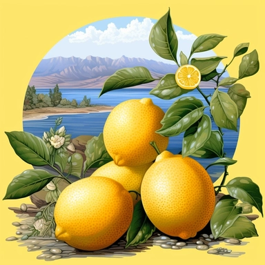 clipart lemons image with a lemon free in the distant backround