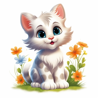 clipart, cute cat, classic disney, spring, no text