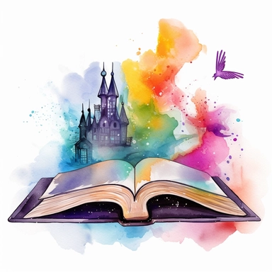 Watercolor Fantasy Book Sublimation Clipart, Clipart, white background, no watermark, no text, no word,