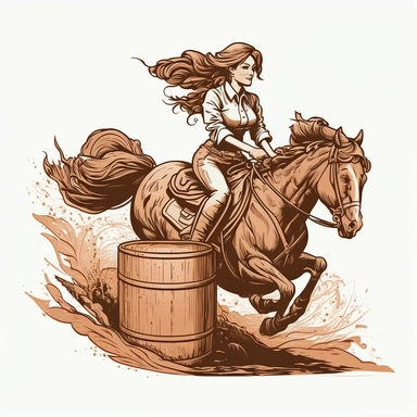 neutral colors,illustration,minimalist,western,barrel race,line clipart style,