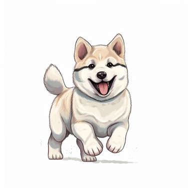 happy cute baby Akita dog , full body, hand draw Illustration clipart, 4K, extremely detailed