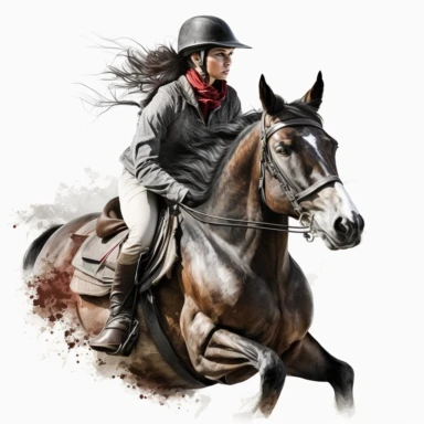 horse rider, clipart, realistic, very detailed, high resolution, white background