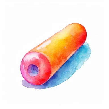watercolor colorful clipart of a bright pool noodle, hd, on white background