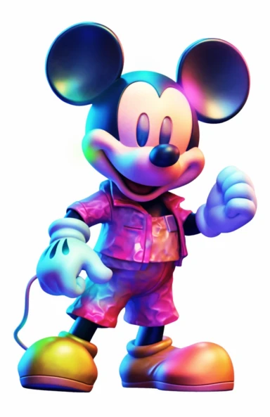 a mickey mouse in purple and blue costume with bow png clipart, in the style of dark pink and brown, pseudo-infrared, grid-based, commission for, close-up, dark white and dark green, associated press photo