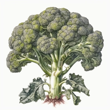 Clipart, Watercolor Broccoli, Solid white background, no background