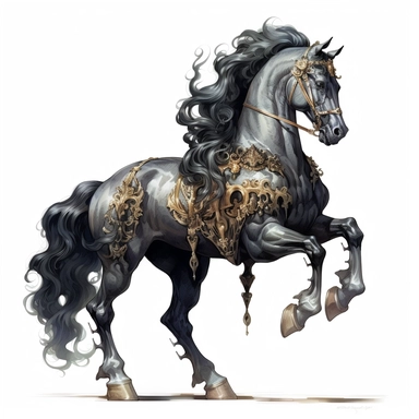 realistic watercolor of a Victorian Centaur, black nuances, vector free clipart illustration, in the style of unreal engine 5, 32k uhd, detailed features, white background