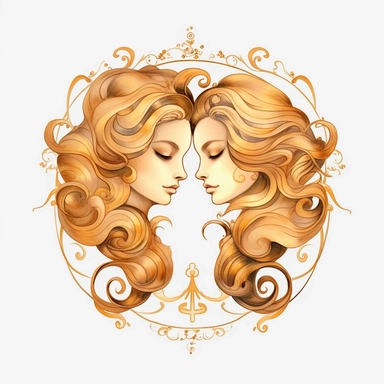 gold gemini zodiac sign clipart