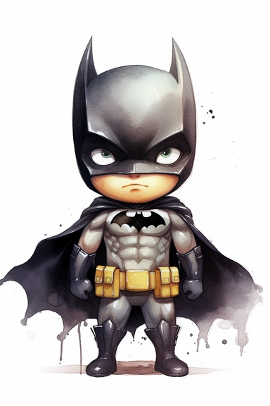 batman watercolor clipart cute isolated on white background