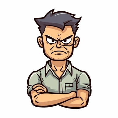 A Man with Angry Face, Body and Hand Expression, White background, Half Body Image, Clipart, Vector illustration