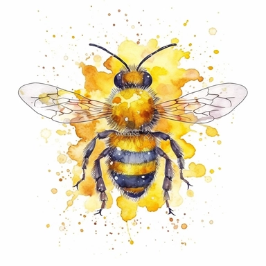 whimsical watercolour clip art bee Christmas tree decorations