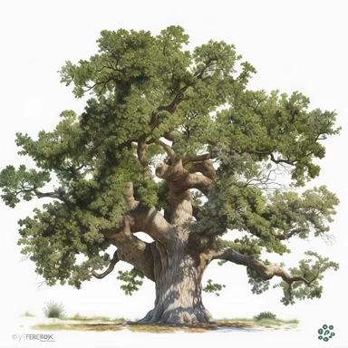 watercolor clipart of oak tree, white background, white vines, 4k, octane render, detailed, hyper-realistic, cinematic, photography by Joel Meyerowitz, Roger deakins, Slim Aarons, Craig Mullens, artstation