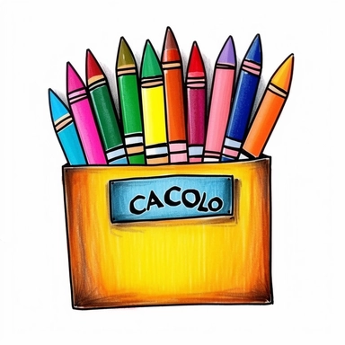 cartoon crayon box drawing, illustration clipart, detailed, black outline, white background, digital art, watercolor