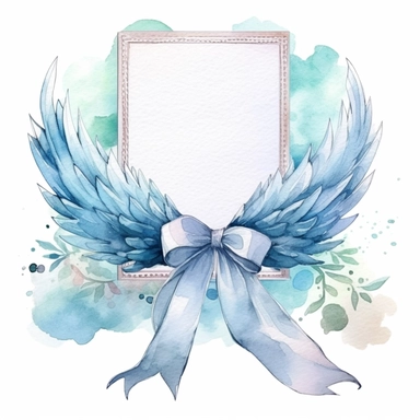 Graceful Baptism Watercolor Clipart - Pastel Blue Baptism Certificate: This clipart represents a baptism certificate in pastel blue, highlighting the official recognition of this spiritual milestone.