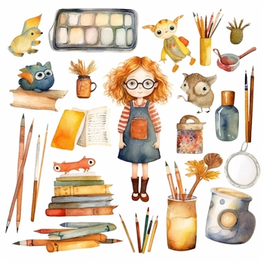 watercolor illustration, cute, teacher day clipart,adorable, highest resolution and on white background. solid edges and clear clipart