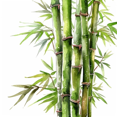 bamboo clipart, watercolor style, hyper realistic, detailed, white background