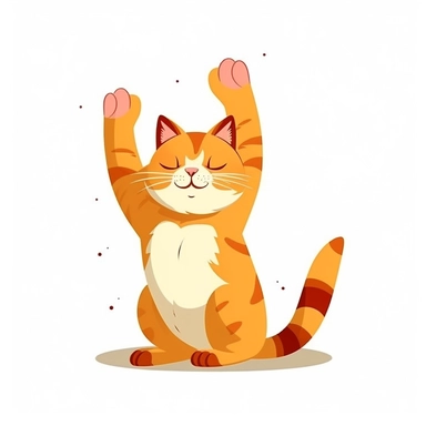 cat with outreach paws, clipart, illustration,