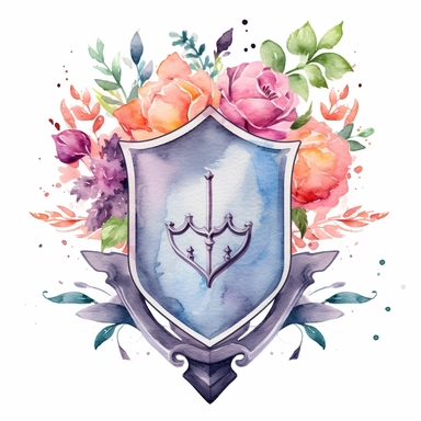 watercolor shield crest frame monogram clipart