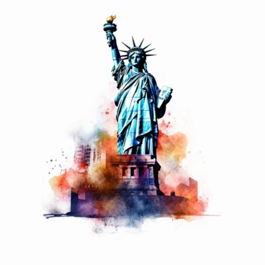 Statue of Liberty - New York City, USA, professional clipart, aquarelle, clean, neat