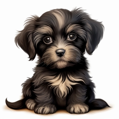 cute Havanese puppy clipart--v5